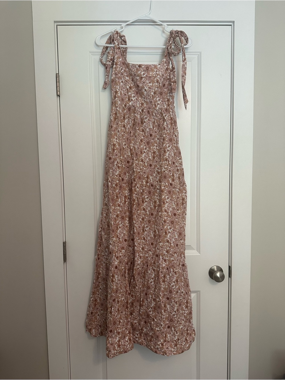House of Harlow 1960 Dusty Rose Floral Tie-Shoulder Maxi Dress
